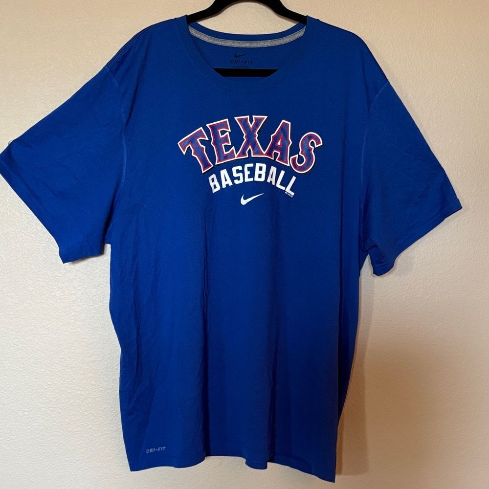 Nike Royal Blue Texas Rangers Baseball Graphic Crew T-Shirt Dri-Fit